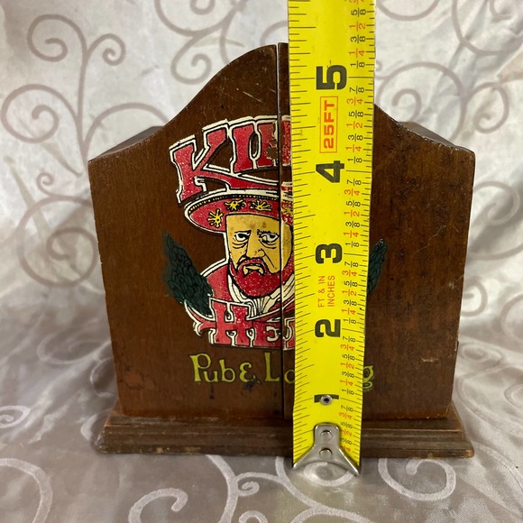Vintage 1970's The King Of Arms Small Wooden Coaster Set Kings Pub. - Picture 7 of 10